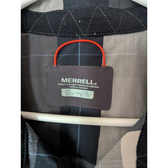 Merrell Shirt Mens Large Plaid Fall Outdoor Hiking Short Sleeve Button Up - Picture 3 of 6